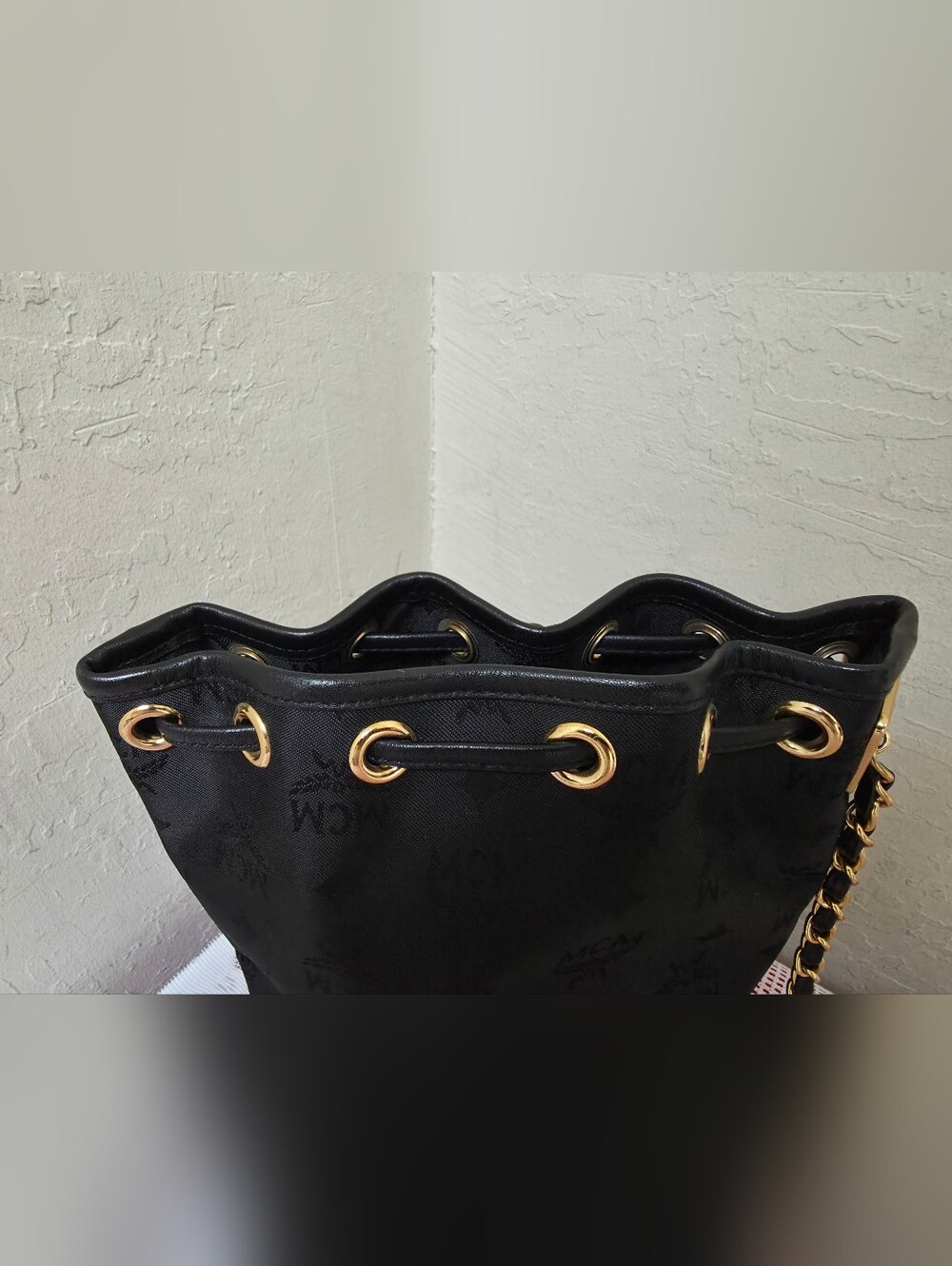 MCM Nylon Drawstring Very Long Handle Crossbody Bag Vintage AUTHENTIC - Picture 11 of 14